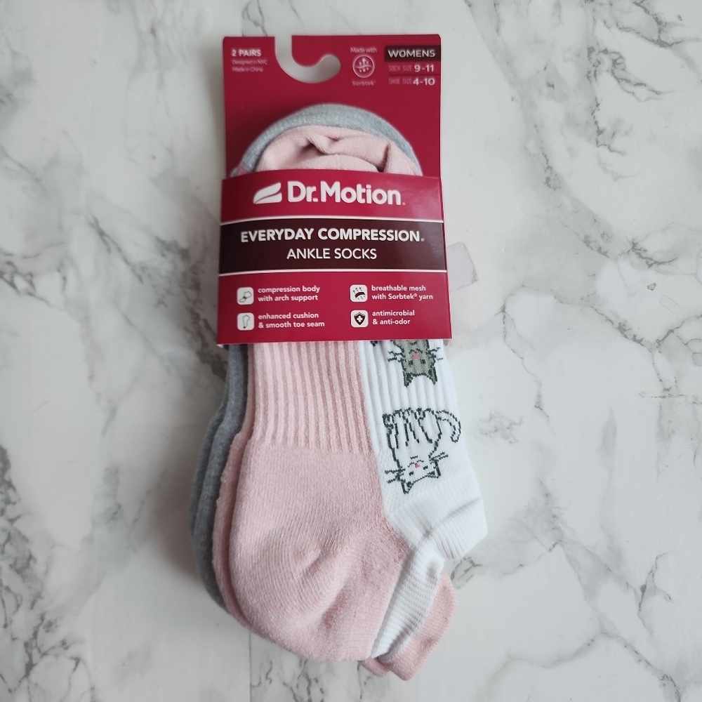 Dr. Motion Ankle Socks 2 Pairs Compression Socks Size Socks 9–11 Shoe 4-10